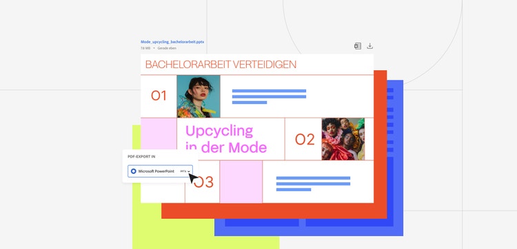Illustration für eine Bachelorarbeit-Verteidigung mit den Adobe Acrobat Onlinetools.