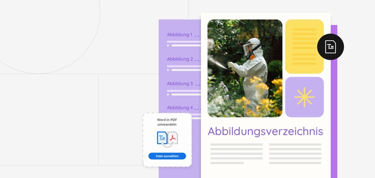 Illustration für ein Abbildungsverzeichnis mit den Adobe Acrobat Onlinetools