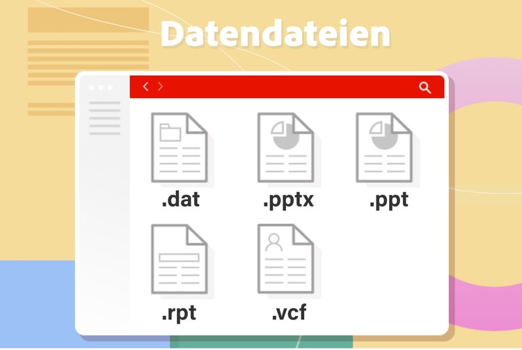 Illustration zeigt Übersicht aller Dateitypen, die zu Datendateien zählen.