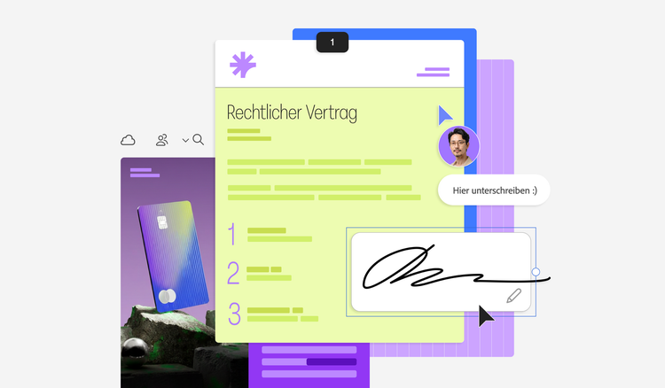 Digitales Bild von einem Vertrag mit einem Feld für eine digitale Signatur.
