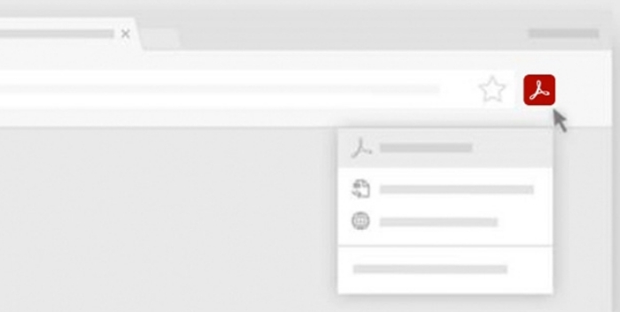 Schlichte Darstellung von Google Chrome in Grau und Weiß mit dem rot hervorgehobenen Symbol der Acrobat-Erweiterung