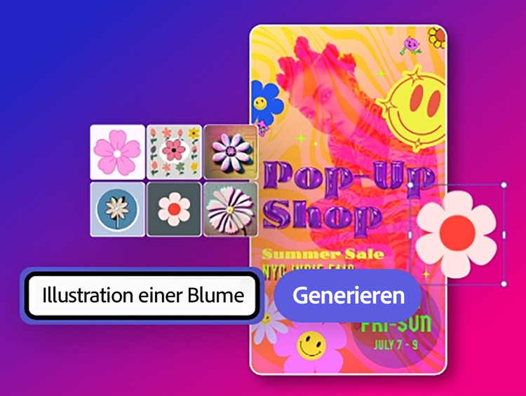 Farbenfrohes Bild mit Blumen, generiert aus dem Text-Prompt „Flower Illustration“, Picture