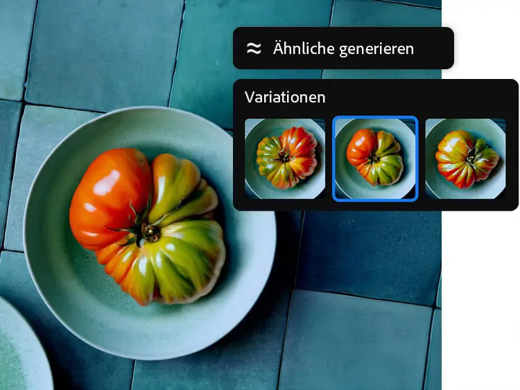 Ein Teller voller frischer, reifer Tomaten, begleitet von einer Nahaufnahme der Tomaten für mehr Detail.