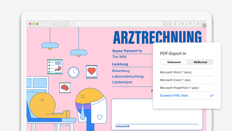 PDF in HTML mit Acrobat: Bild zeigt Laptop mit PDF-Datei, die in HTML konvertiert wird.