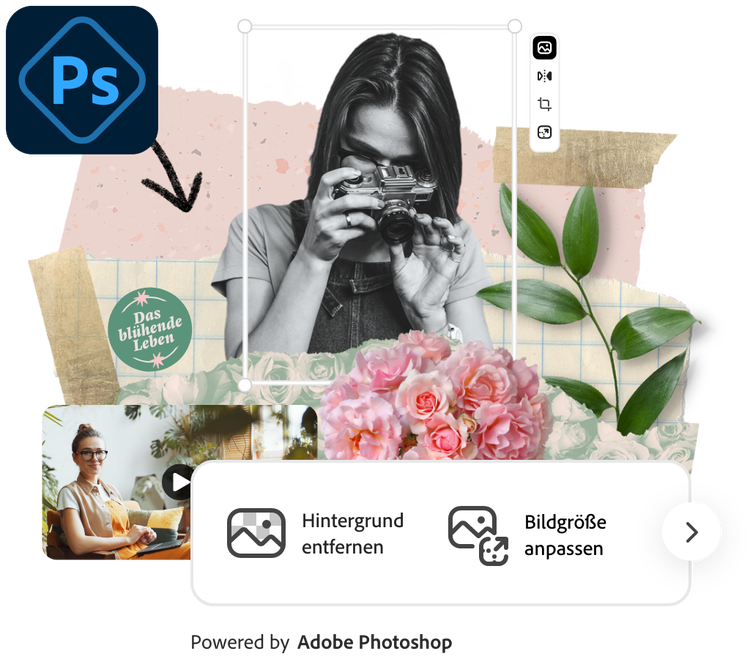 Nutzt Photoshop Express, die Komplettlösung für Fotobearbeitung auf dem Smartphone oder Tablet. Optimiert eure Aufnahmen mit Filtern oder Freistellungen, und erzählt eure Geschichte in Collagen oder Scrapbooks.