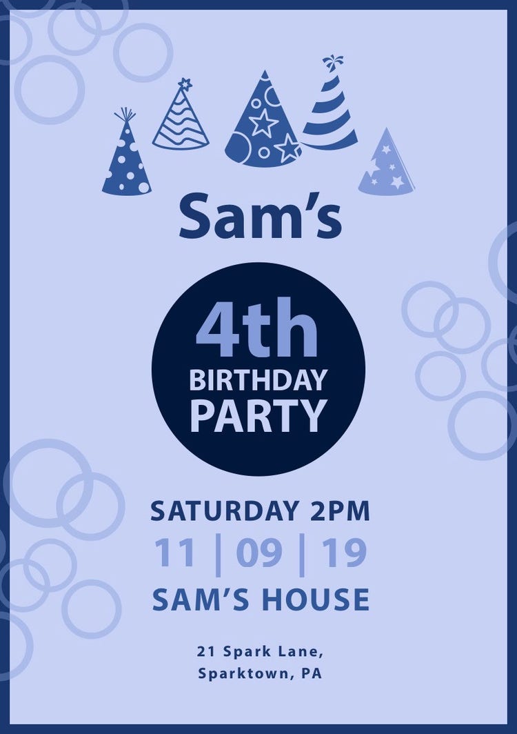 Blue Boy Birthday Party Invitation