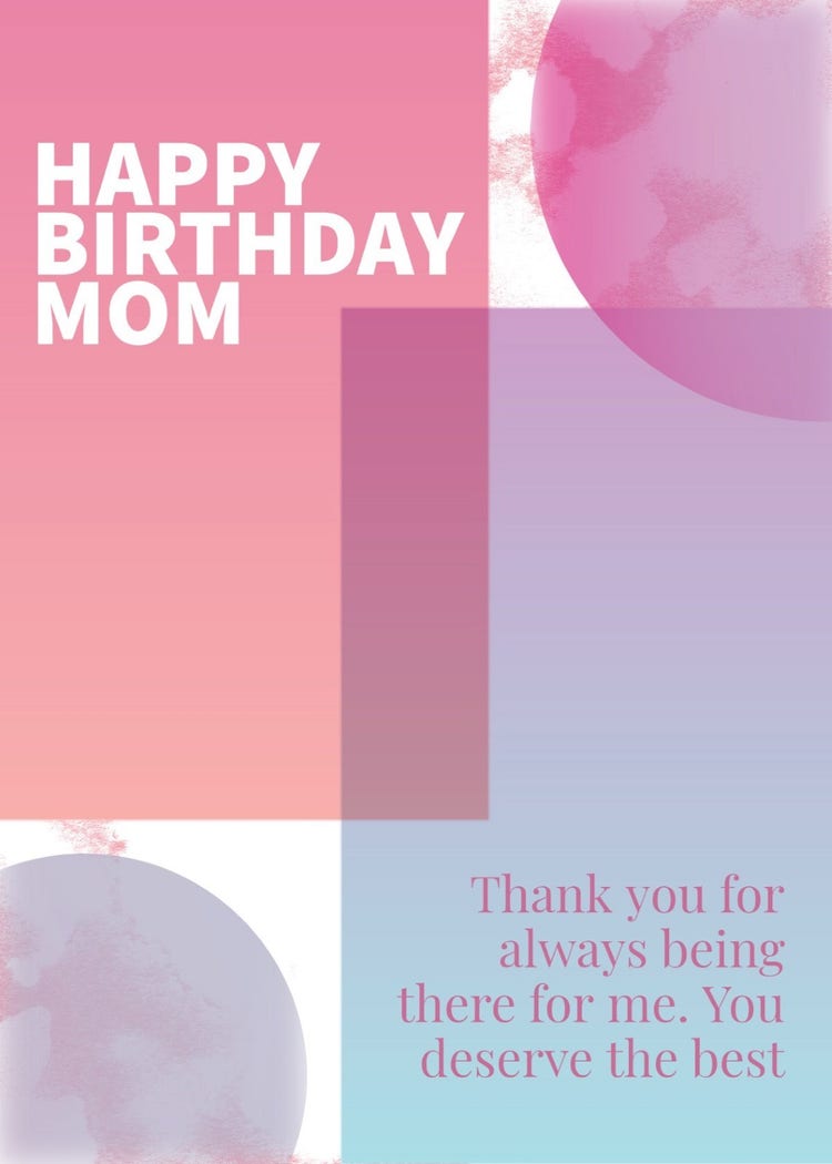 Yellow, Pink and Blue gradient Birthday Card