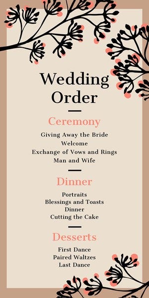 Brown Border Floral Wedding Program Wedding Program