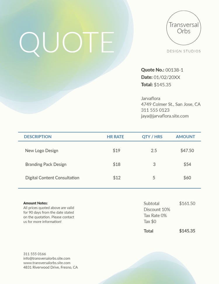 White & Blue Gradient Orb Design Studio Quote