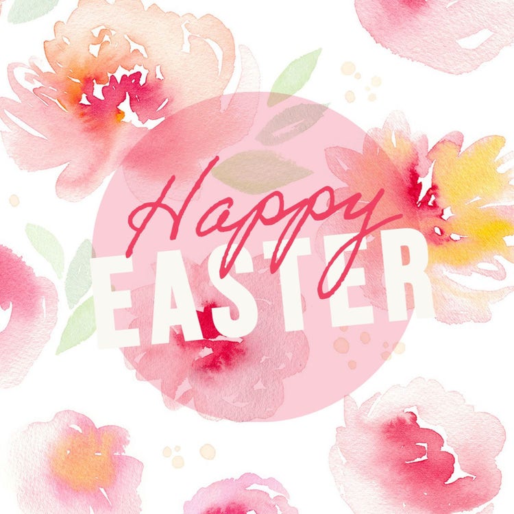 Pink Floral Watercolour Illustration Easter Holiday Instagram Square Post