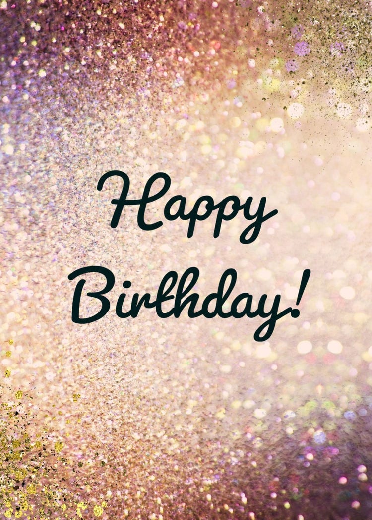 Iteration Black and Gold Glitter Happy Birthday Card