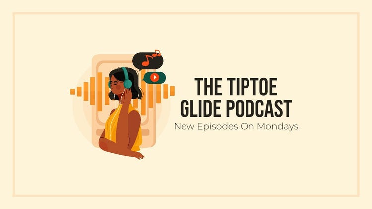 Orange and Black Tiptoe Glide Podcast YouTube Channel Art