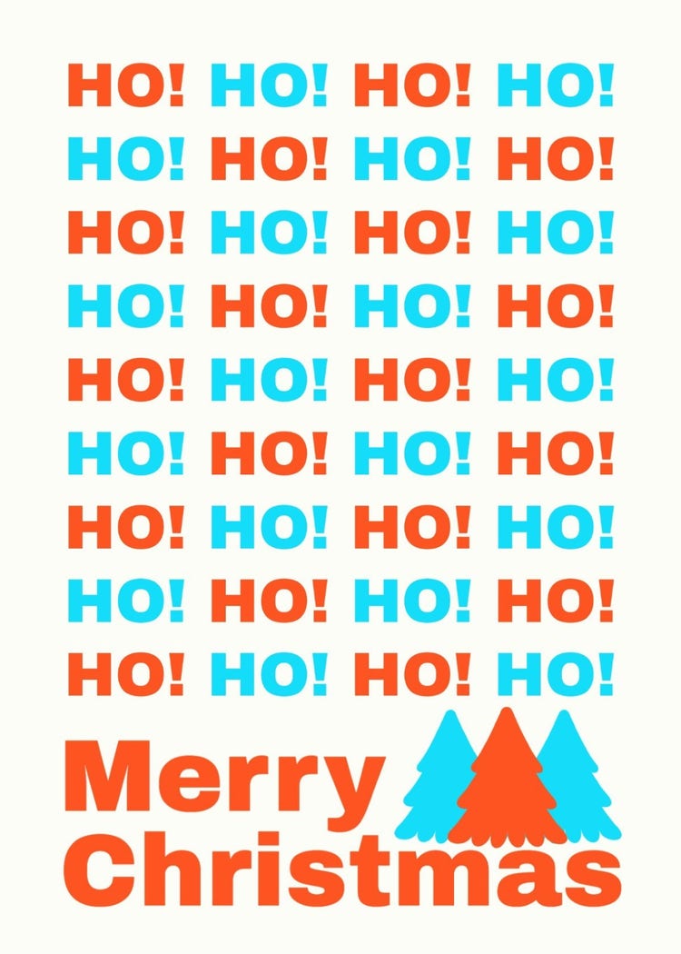 Blue and Orange Typographic Christmas Card