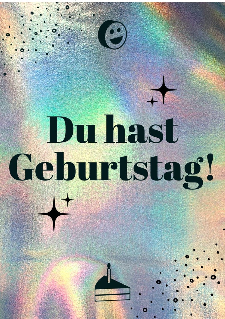 Holographic Fun Icons Birthday card