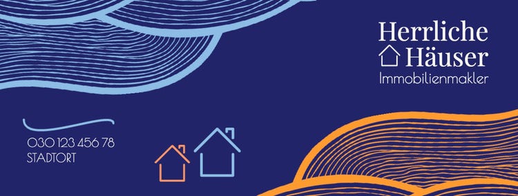 Blue & Orange Pattern Home Estate Agent Facebook Cover Banner
