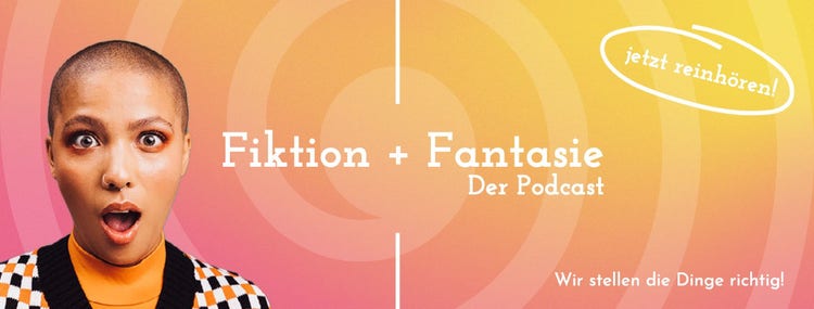 Yellow Orange & Pink Yellow Gradient Fiction & Fantasies Podcast Facebook Cover Banner