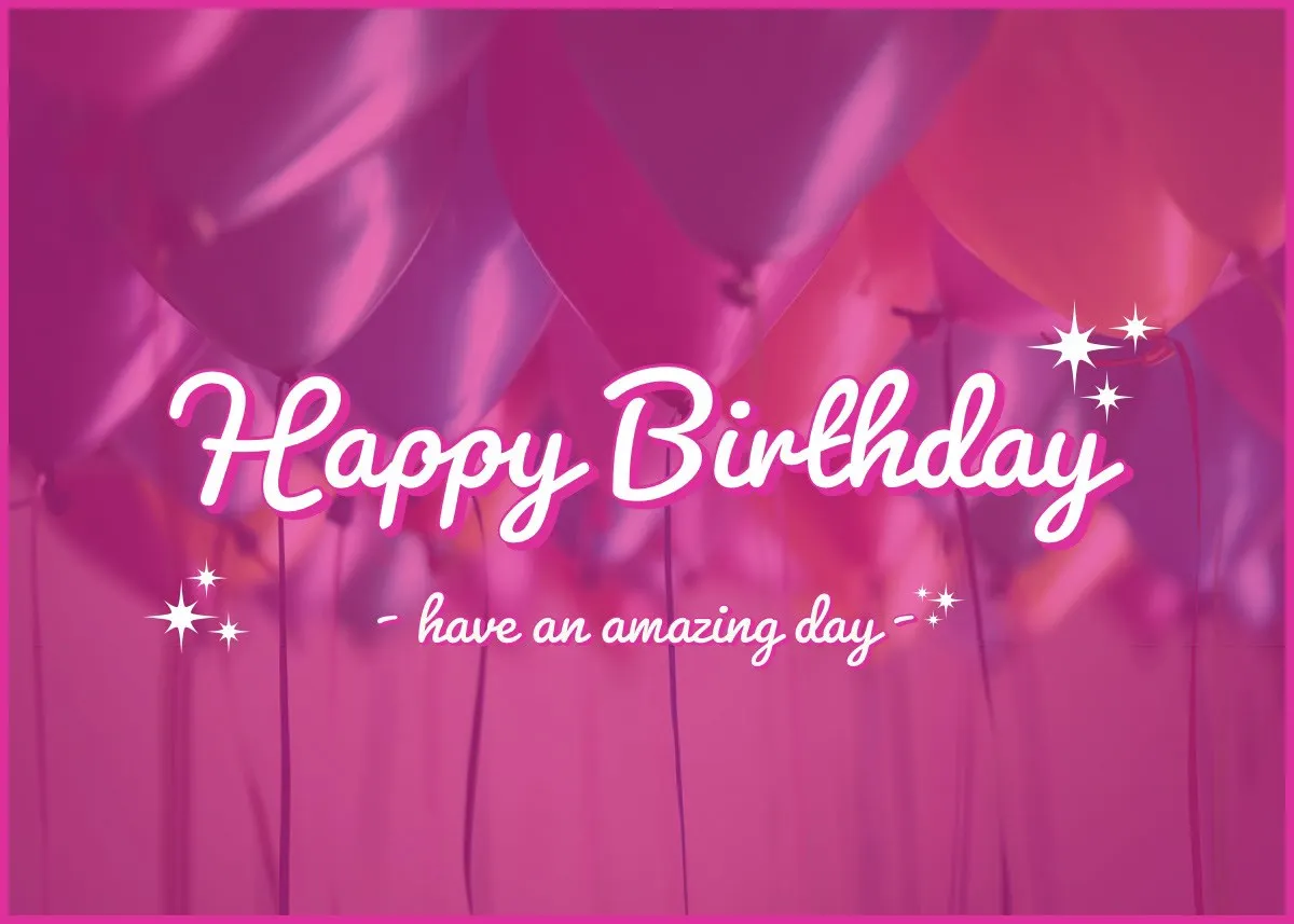 Pink and WHite Happy Birthday Card