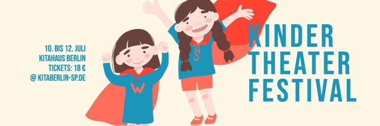 Blue and Red Kids Illustration Theater Festival Event Banner