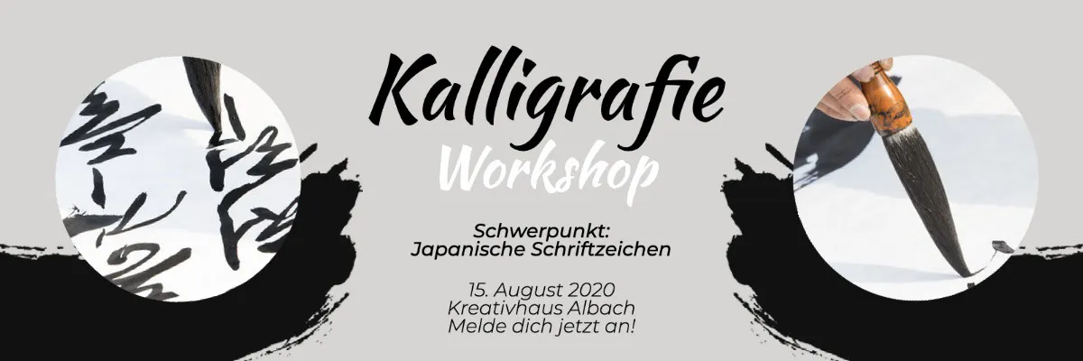Black and White Calligraphy Workshop Event Banner