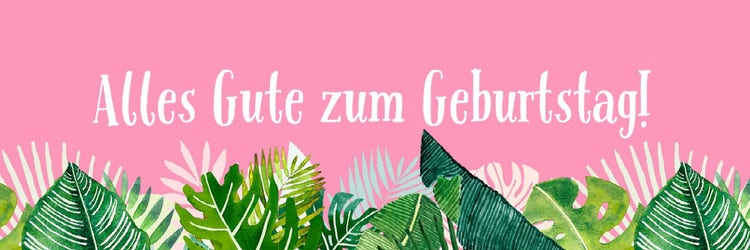 Pink and Green Tropical Happy Birthday Banner