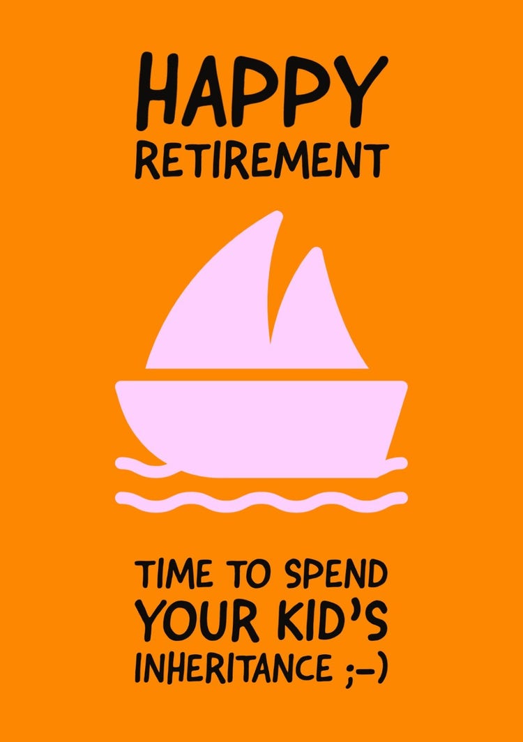 Orange and Pink Retirement Greeting Card A5