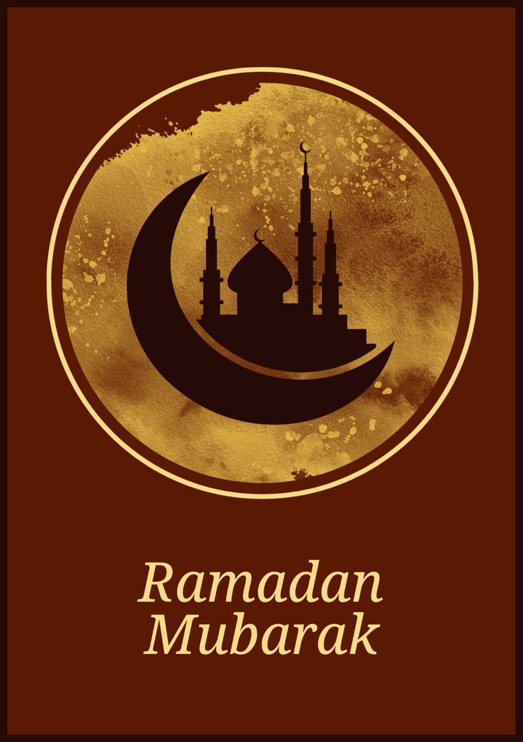 Gold Red Ramadan Seasonal Greeting Card