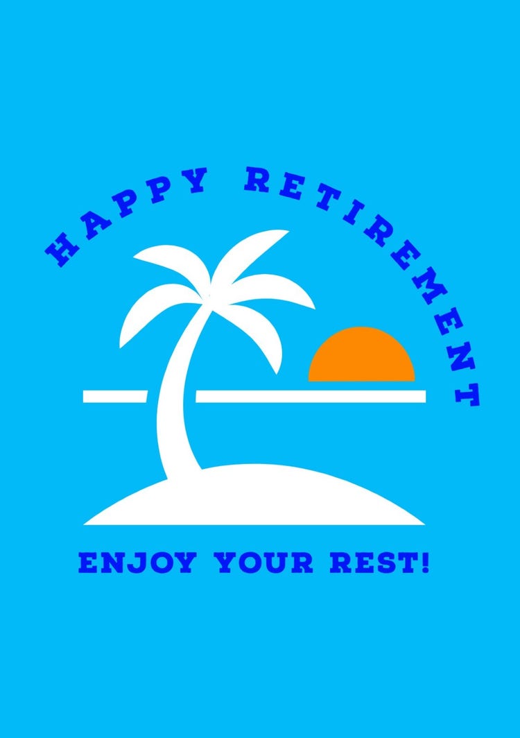 Blue and Orange Retirement Greeting Card A5
