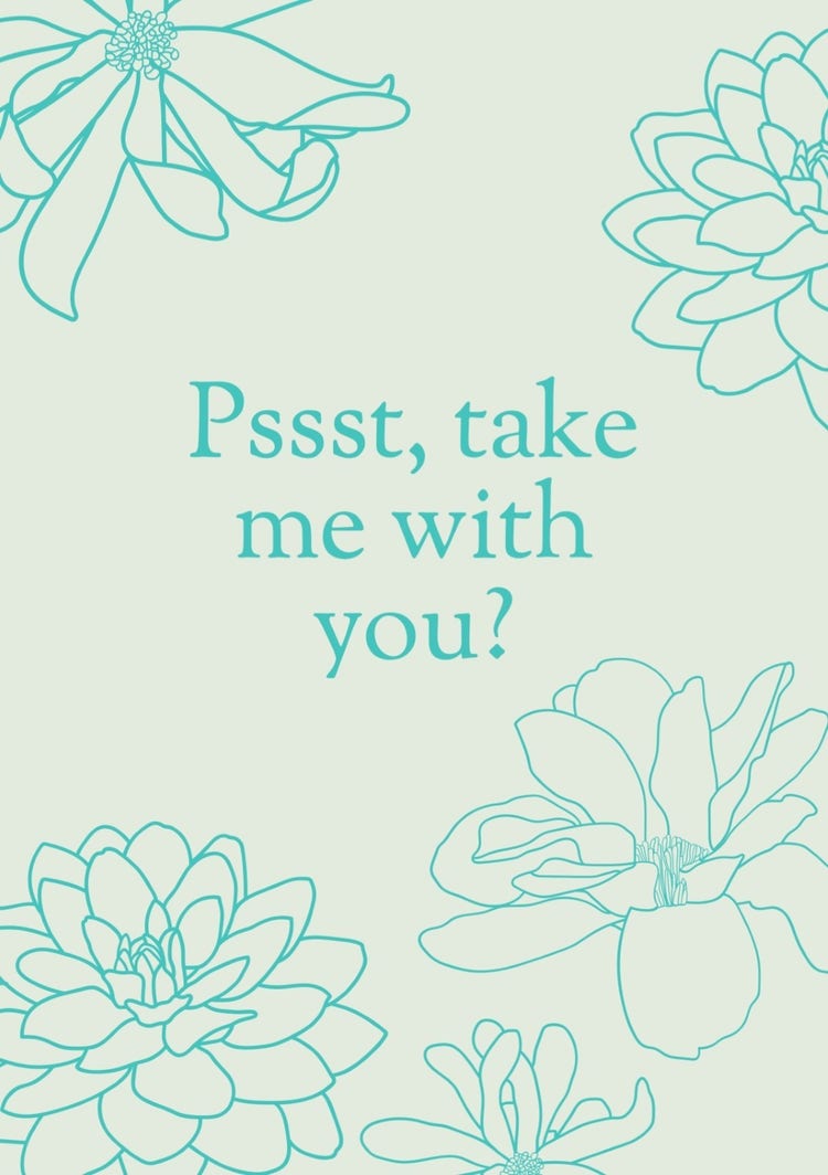 Turquoise Green & Blue Take me With You Floral Retirement A5 Greeting Card