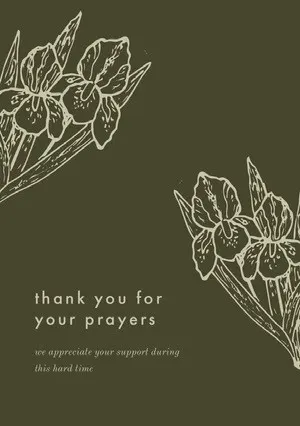 Green and White Thank You Card Funeral Thank You Card
