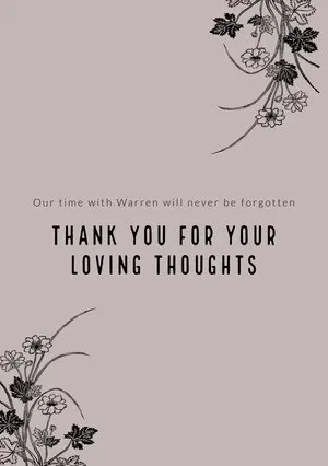 Violet and Black Thank You Card Funeral Thank You Card