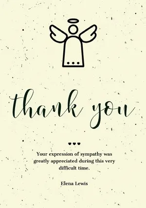 Black and White Thank You for Attending Funeral Card with Angel Funeral Thank You Card