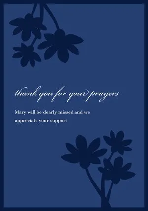 Blue and White Thank You Card  Funeral Thank You Card