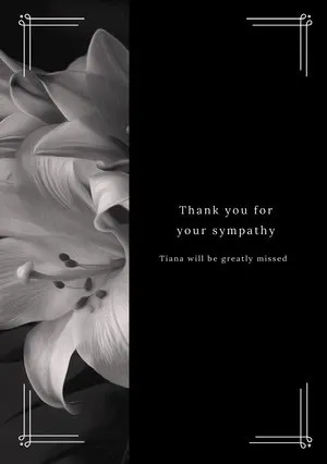 Black and White Thank You Card Funeral Thank You Card