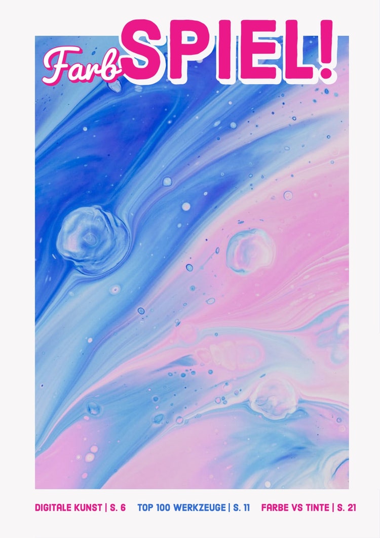 Blue and Pink Artistic Abstract Magazine Cover
