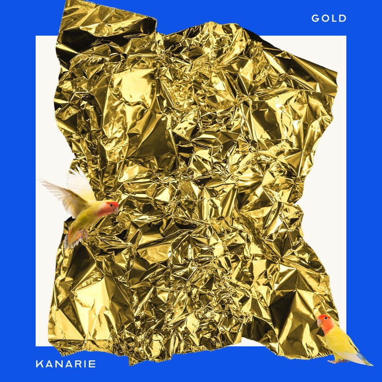 blue and gold collage Album Cover