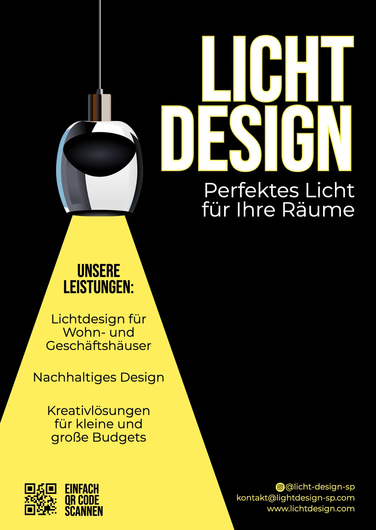 Black Yellow Lighting Interior Design Flyer