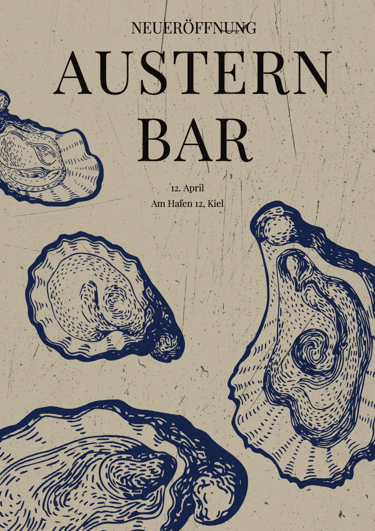 Brown and Navy Oyster Bar Flyer