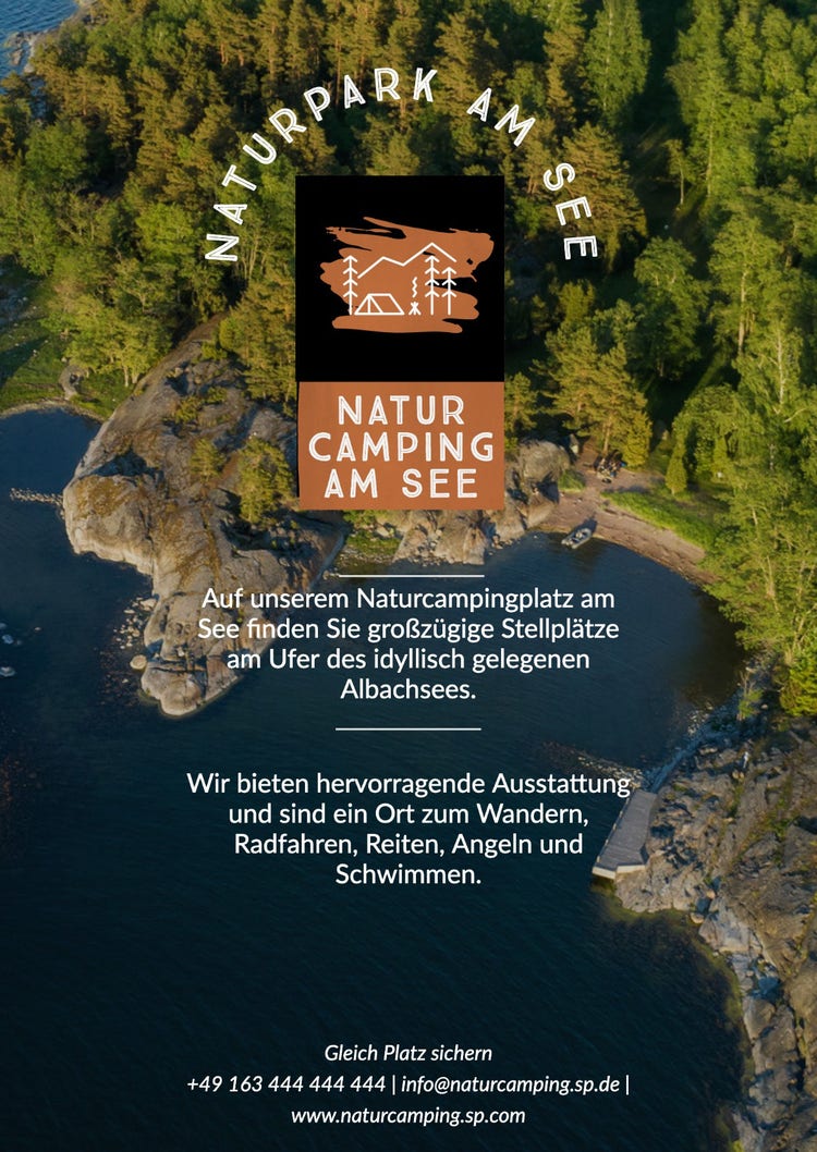 White Brown photo landscape lakeside camping flyer