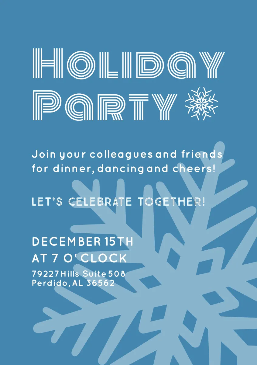  Blue Snow Holiday Party Event Poster