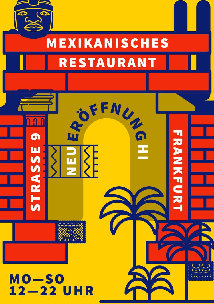 Bold Yellow Red Blue Restaurant Flyer