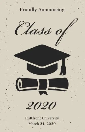 Beige and Black Illustrated Graduation Poster with Mortarboard Graduation Invitation
