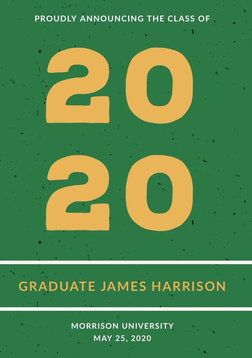 Green and Orange Graduation Announcement Card