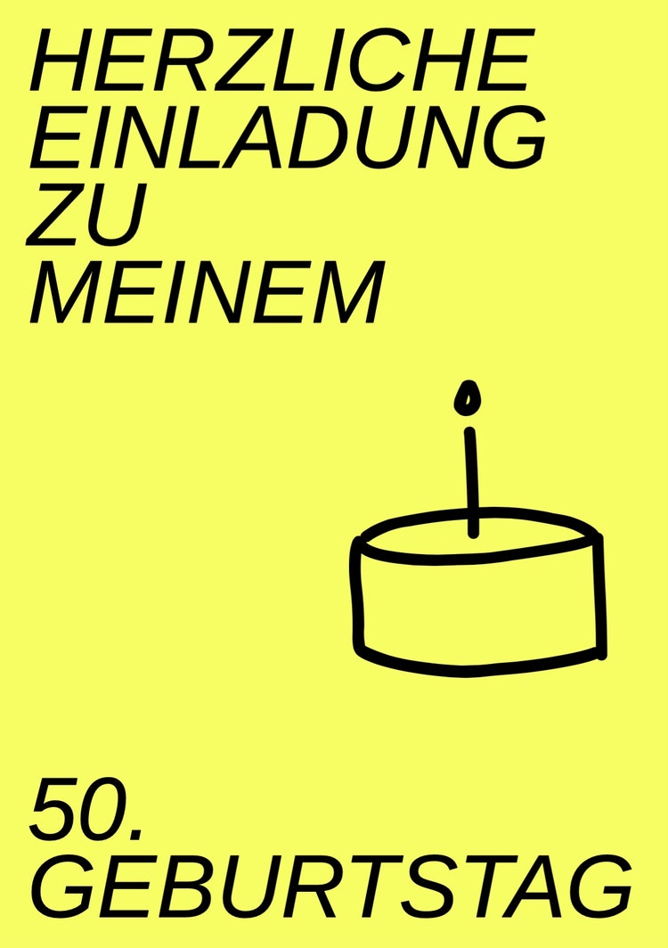 Yellow Doodle Modern Fun Simple Birthday Invitation Card