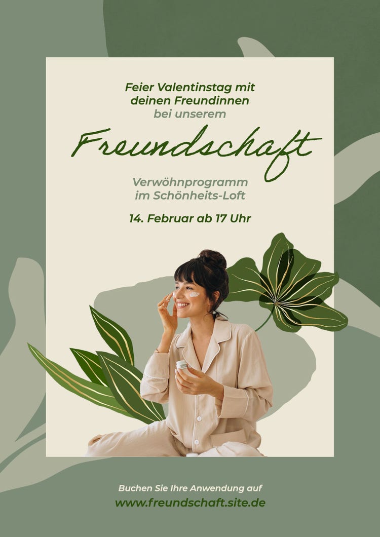 Green Plant Illustration Valentines Day Event Invitation