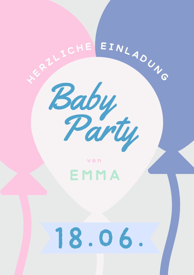 pink and blue baby birthday party invitation