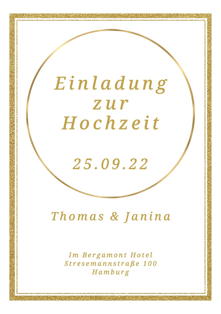 Elegant Gold and White Wedding Invitation