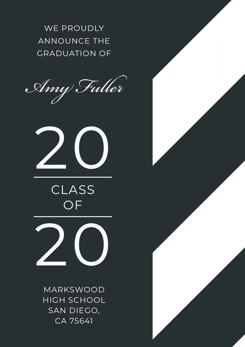 Gray Modern Graduation Announcement Card