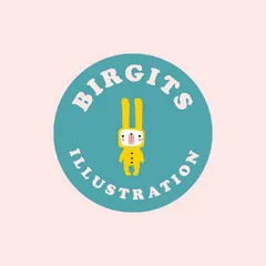 Beige and Blue Bunny Illustration Animated Logo