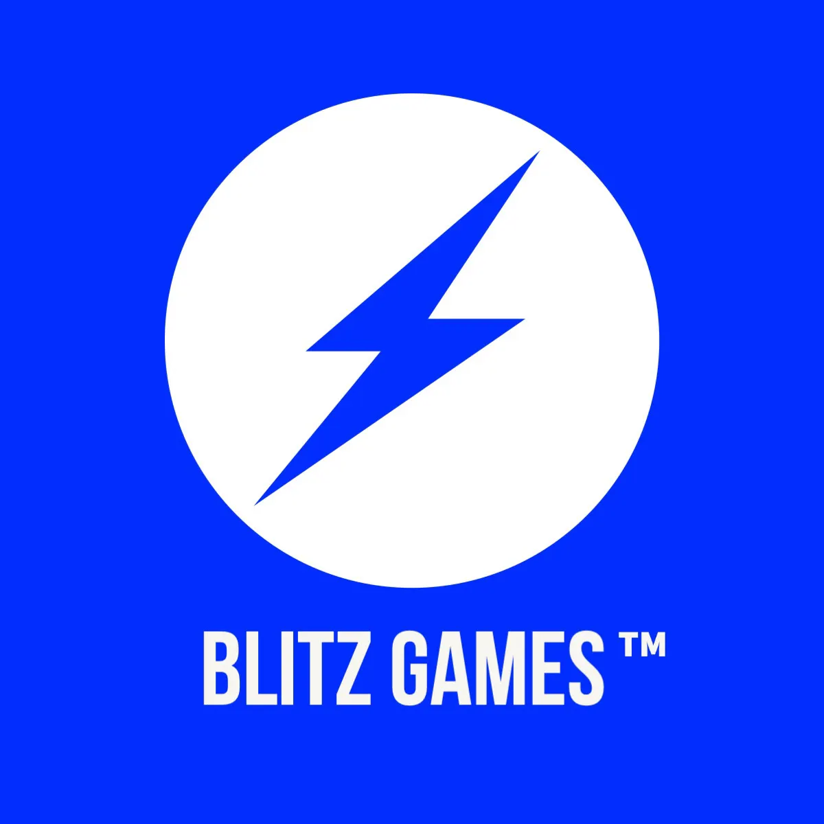 Blue White circle Lightning Bolt Gaming logo