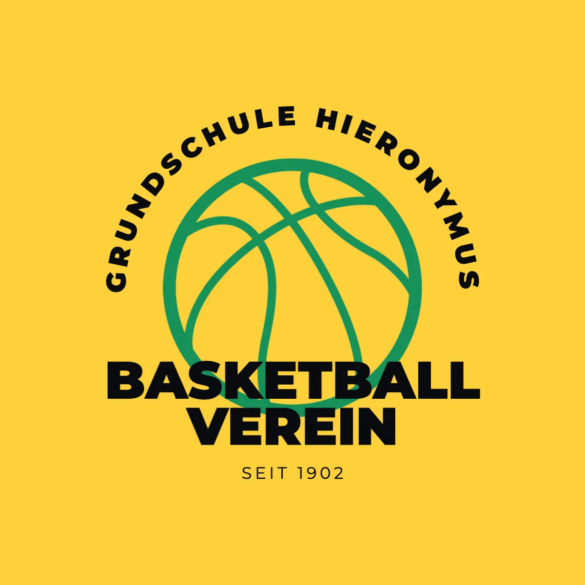 Yellow and Green School Basketball Team Logo